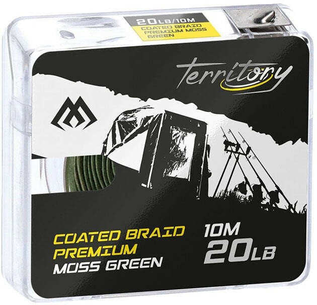 Поводочный плетеный шнур Mikado Territory COATED BRAID PREMIUM мягкий в оболочке 30LB (10 м) тём.-зел