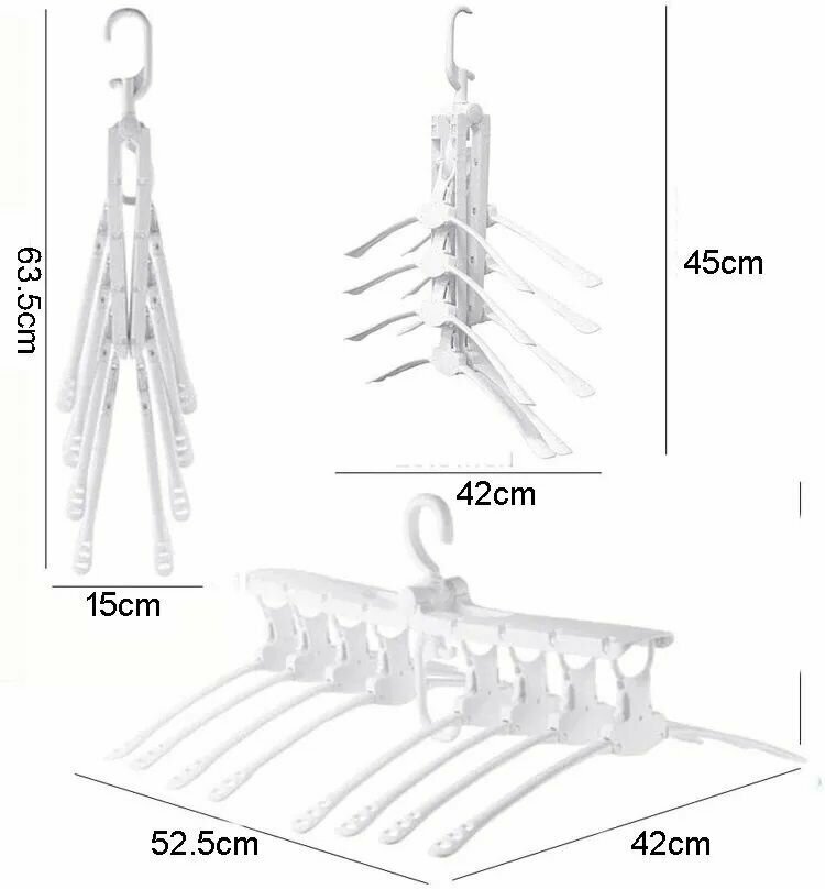Вешалка плечики-органайзер для одежды / Набор вешалок плечиков 8 штук / Складная вешалка органайзер / Ширина плечиков 42см