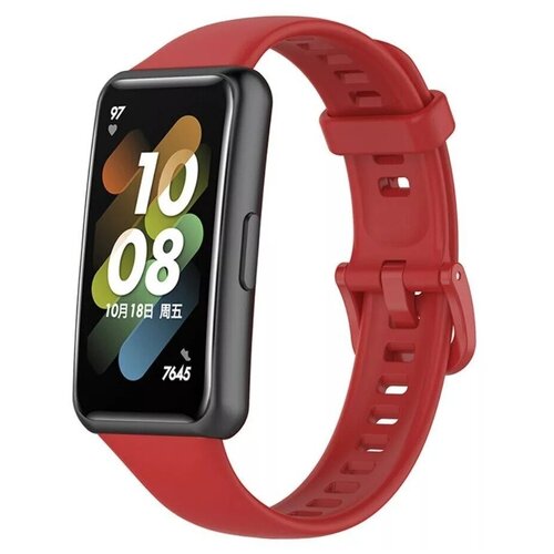 Силиконовый ремешок для Honor Band 7 и Huawei Band 7 / Сменный браслет для умных смарт часов/ Фитнес трекера Хонор Бэнд 7 и Хуавей Бэнд 7, Красный
