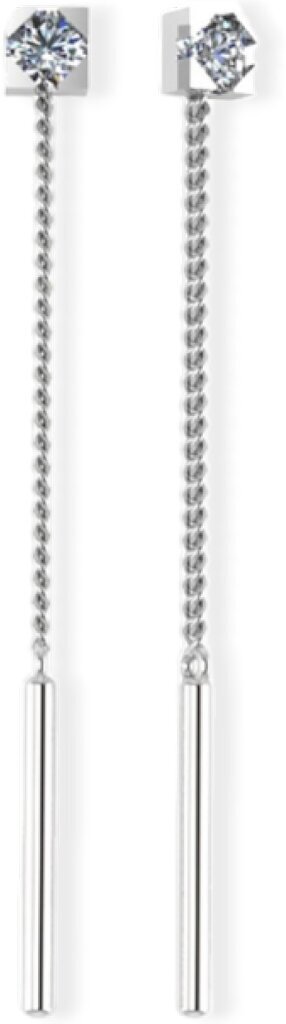 Серьги цепочки POKROVSKY, серебро, 925 проба, родирование, фианит