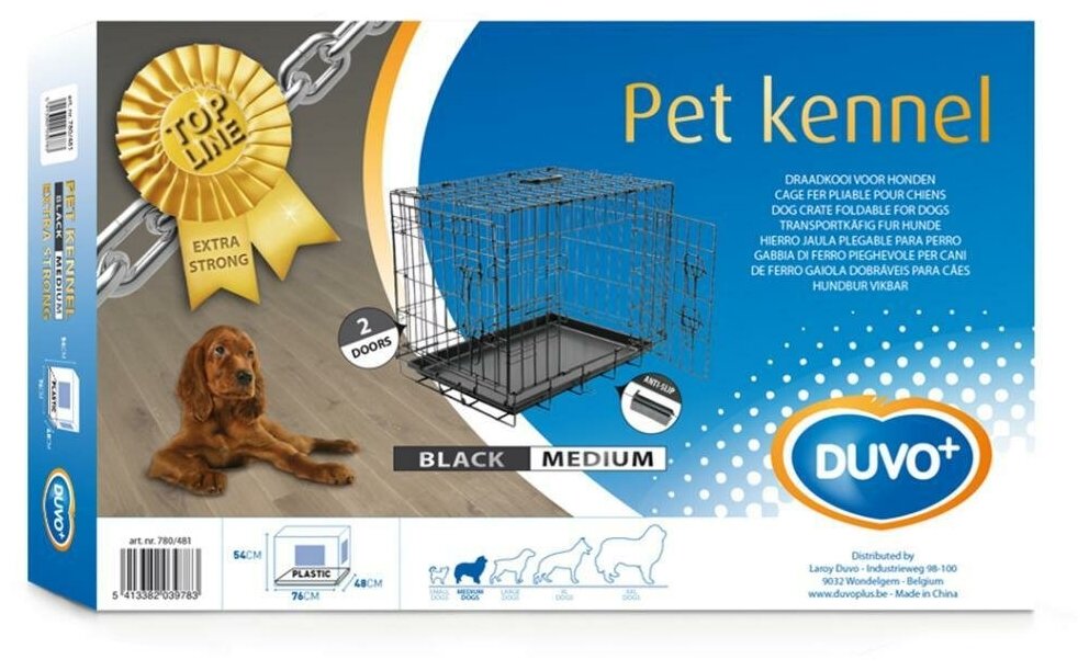 Клетка двухдверная для собак DUVO+ "Pet Kennel Top Line", чёрная (Бельгия) - фотография № 1