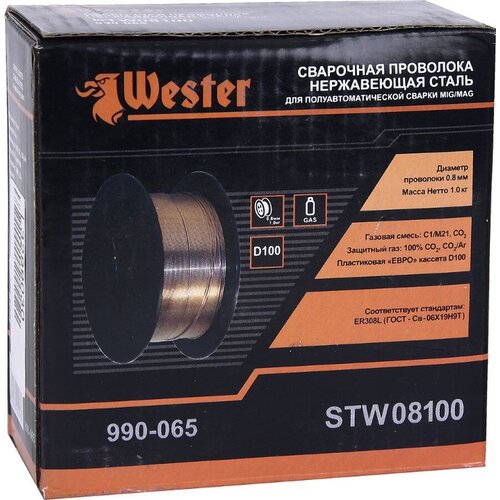Проволока сварочная нержавеющая 0,8 мм 0,45 кг WESTER STW 08045