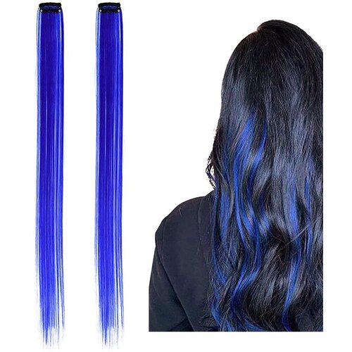 Волосы для наращивания Wiger Набор прядей для волос на заколках цветные накладные подарок синий 55cm 2 шт. накладные пряди на заколках lukky корона 2 шт