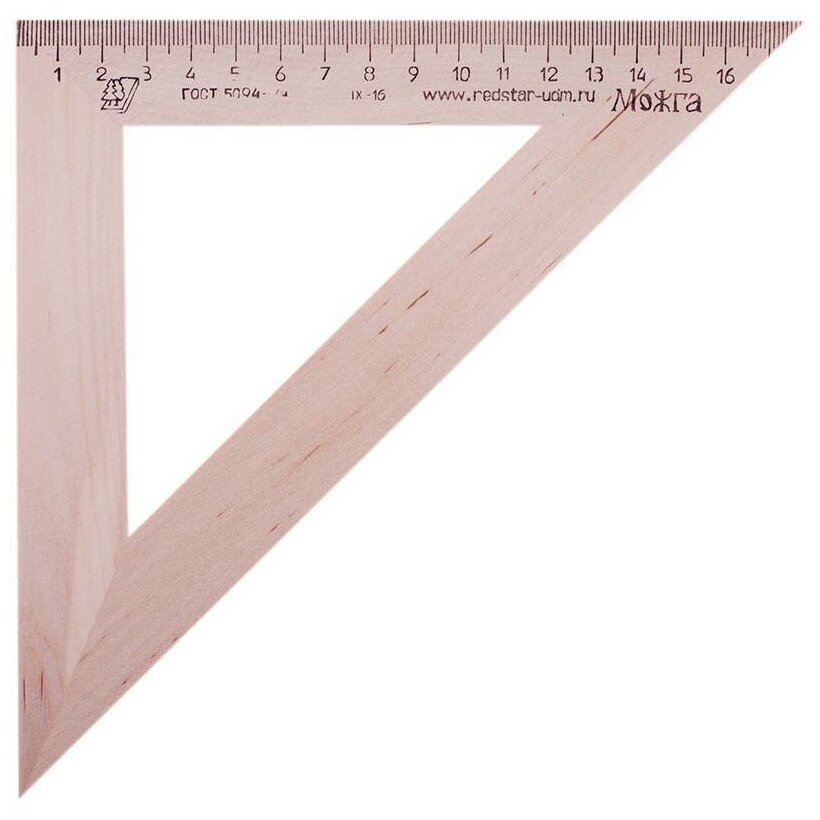 Красная звезда Комплект треугольников деревянных 45°, 18 см (в комплекте 50 штук)