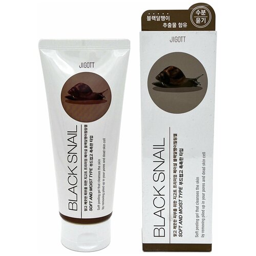 JIGOTT Гель-пилинг с экстрактом слизи черной улитки Premium Facial Black Snail Peeling Gel, 180 мл