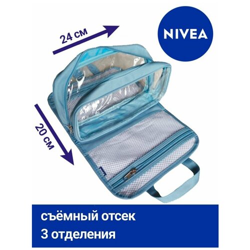 Косметичка Nivea на молнии, ручки для переноски, белый, голубой