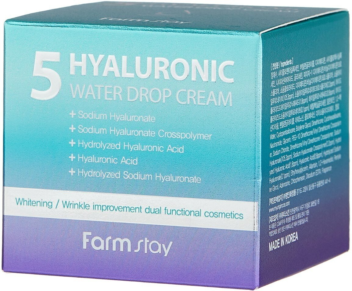 Farmstay Hyaluronic 5 Water Drop Cream Крем для лица с 5 видами гиалуроновой кислоты, 80 мл, 235 г