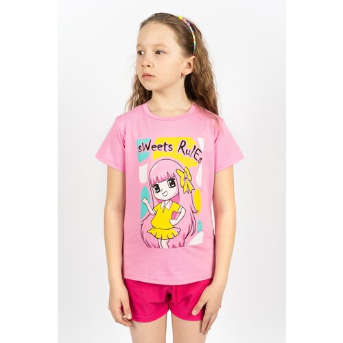 фото Футболка let's go 51253, размер 128-64, цвет с.розовый