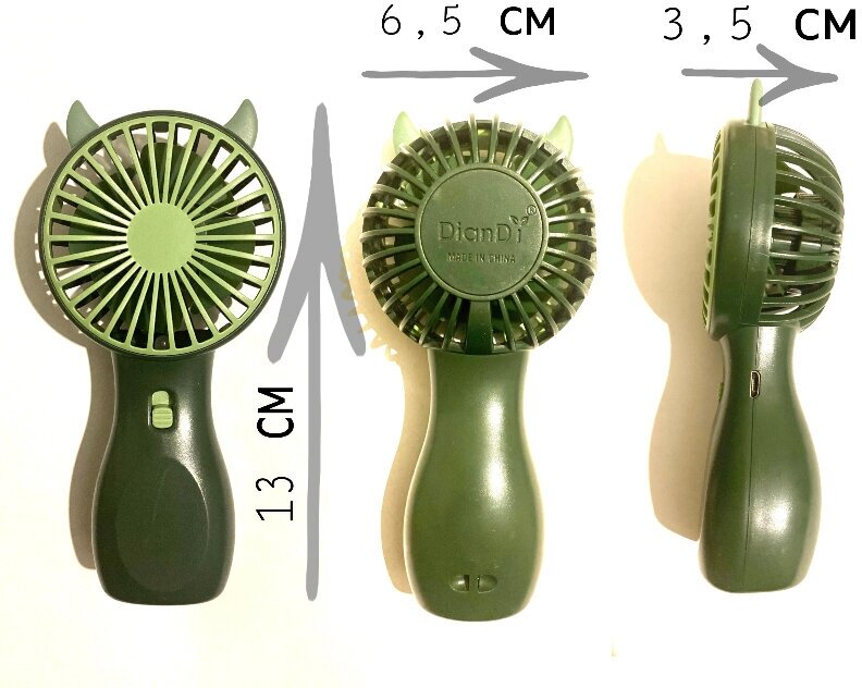 вентилятор ручной мини маленький портативный юсб usb, на аккумуляторе с фонариком,мощный с ушками, зеленый - фотография № 4