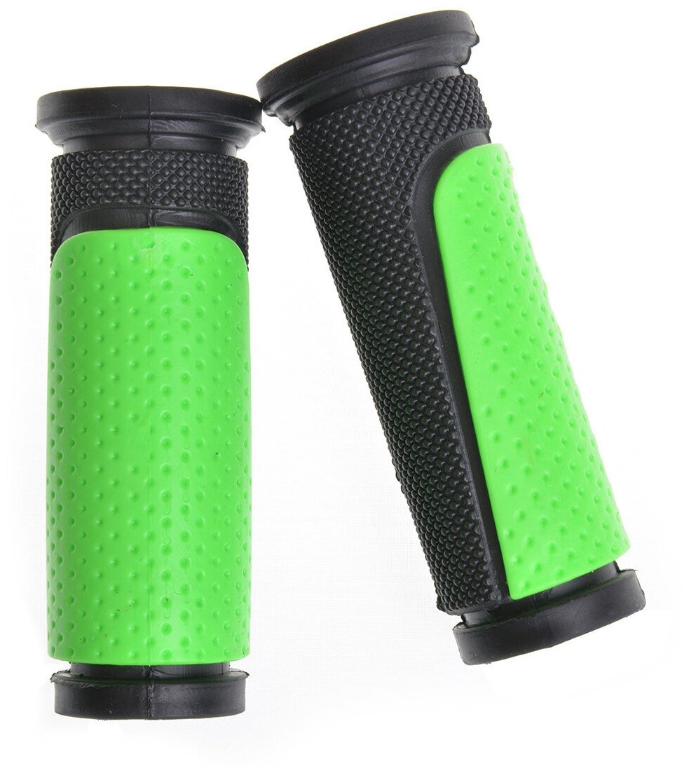 Грипсы короткие (ручки для велосипеда), 90 мм, с зелеными вставками