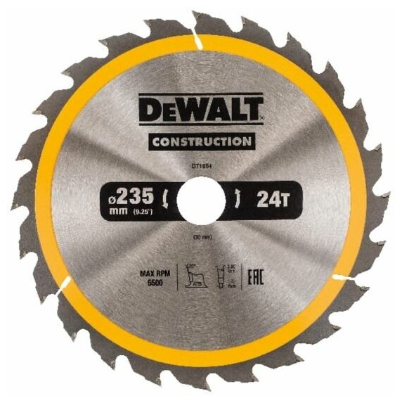 Пильный диск DEWALT CONSTRUCTION DT1954, 235/30 мм