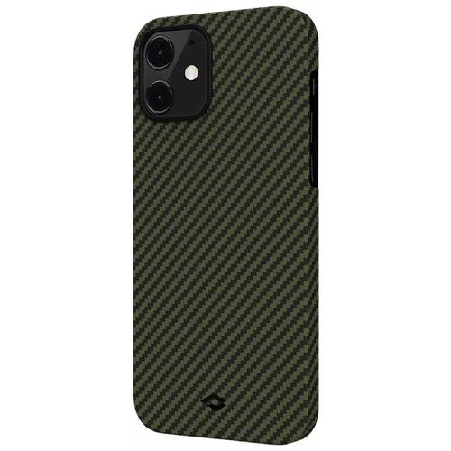 фото Чехол-накладка pitaka magez case (арамид) для iphone 12 pro черный/зеленый