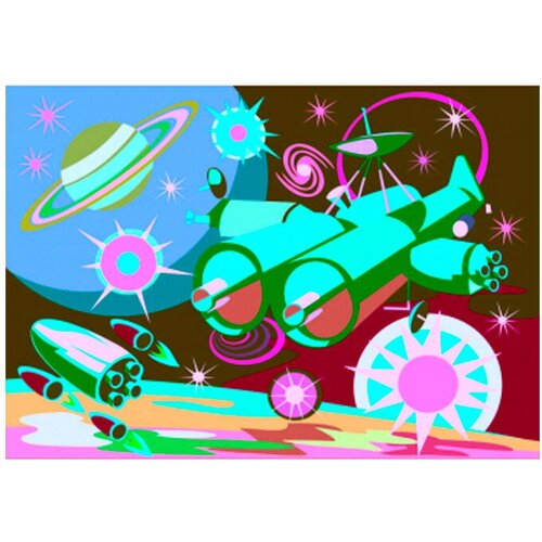 Набор для творчества Картина по номерам для малышей Космический корабль Ркн-101 Lori