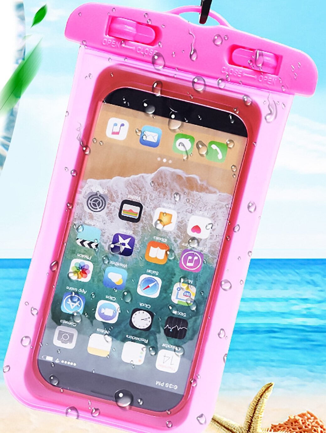 Водонепроницаемый чехол для телефона, непромокаемый чехол, универсальный размер до 7 дюймов диагонали, розовый
