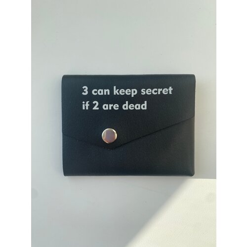 фото Кошелек antispam, натуральная кожа, на кнопках, отделение для карт, черный