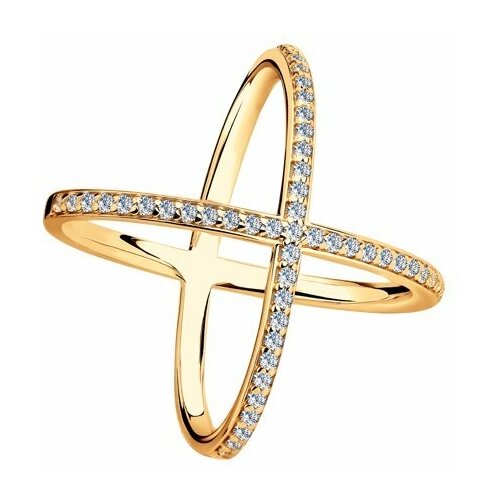 фото Кольцо diamant online, серебро, 925 проба, золочение, фианит, размер 18