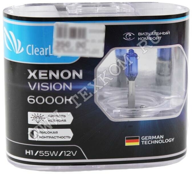 Лампа галогенная CLEARLIGHT XenonVision 12V H1 55W 2 шт MLH1XV