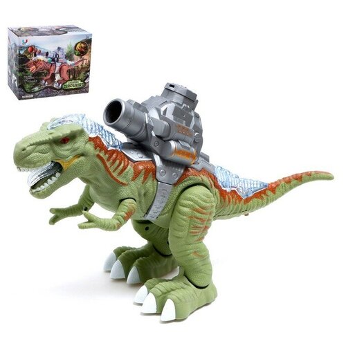 Динозавр интерактивный КНР Рекс, стреляет шарами, на батарейках, свет и звук, зеленый (6632)
