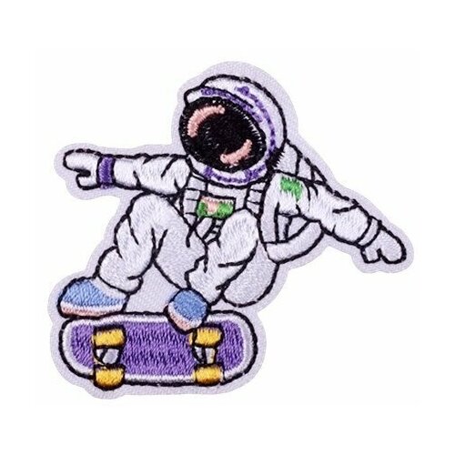 Нашивка Заплатка Шеврон Текстильный патч Cosmonaut skate Космонавт на скейте Астронавт