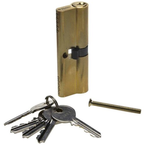 Цилиндровый механизм, тип ключ-ключ, английский тип ключа (5 шт.), длина 90мм Цвет - латунь, ЗУБР, мастер, 52101-90-1