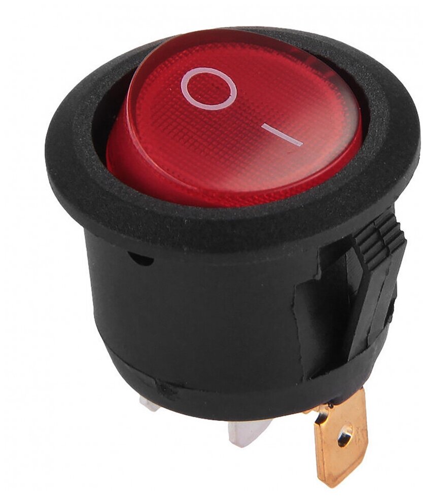 Выключатель клавишный, MICRO, красный с подсветкой вкл-выкл 3 контакта 250В 3А круглый duwi 26849 9 - фотография № 3