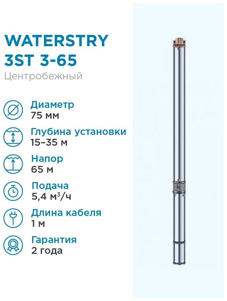 Скважинный насос WATERSTRY 3ST 3-65 3 , тм , 0,92kW, 1 х 230V, 50 Hz - фотография № 8