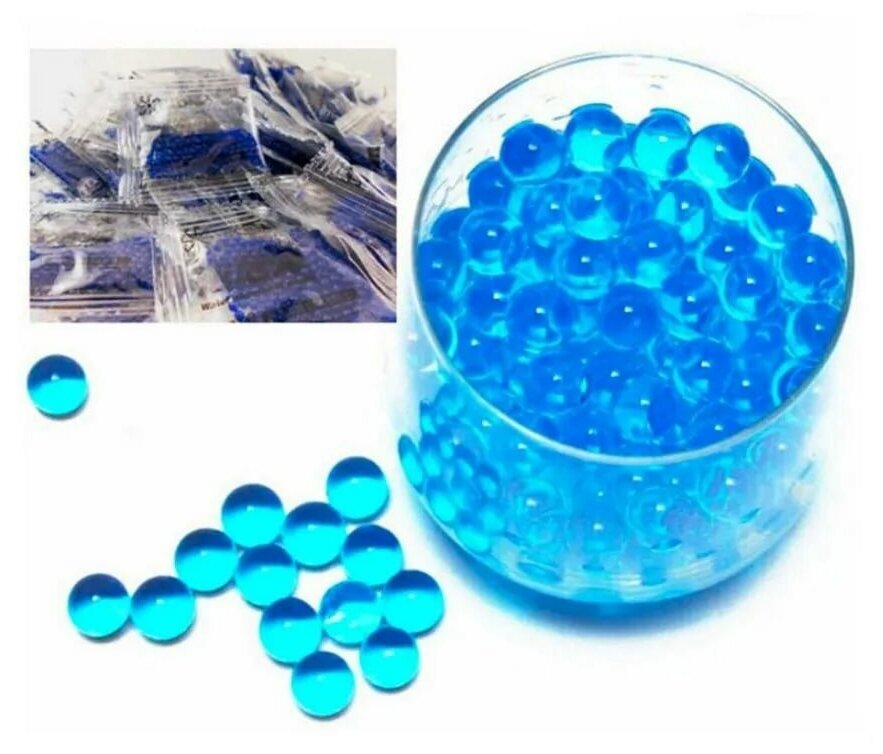 Гидрогелевые синие шарики орбис 10000 штук / шары орбиз 50 гр / игрушка антистресс для детей / аквагрунт для цветов и растений / растущие в воде - фотография № 4