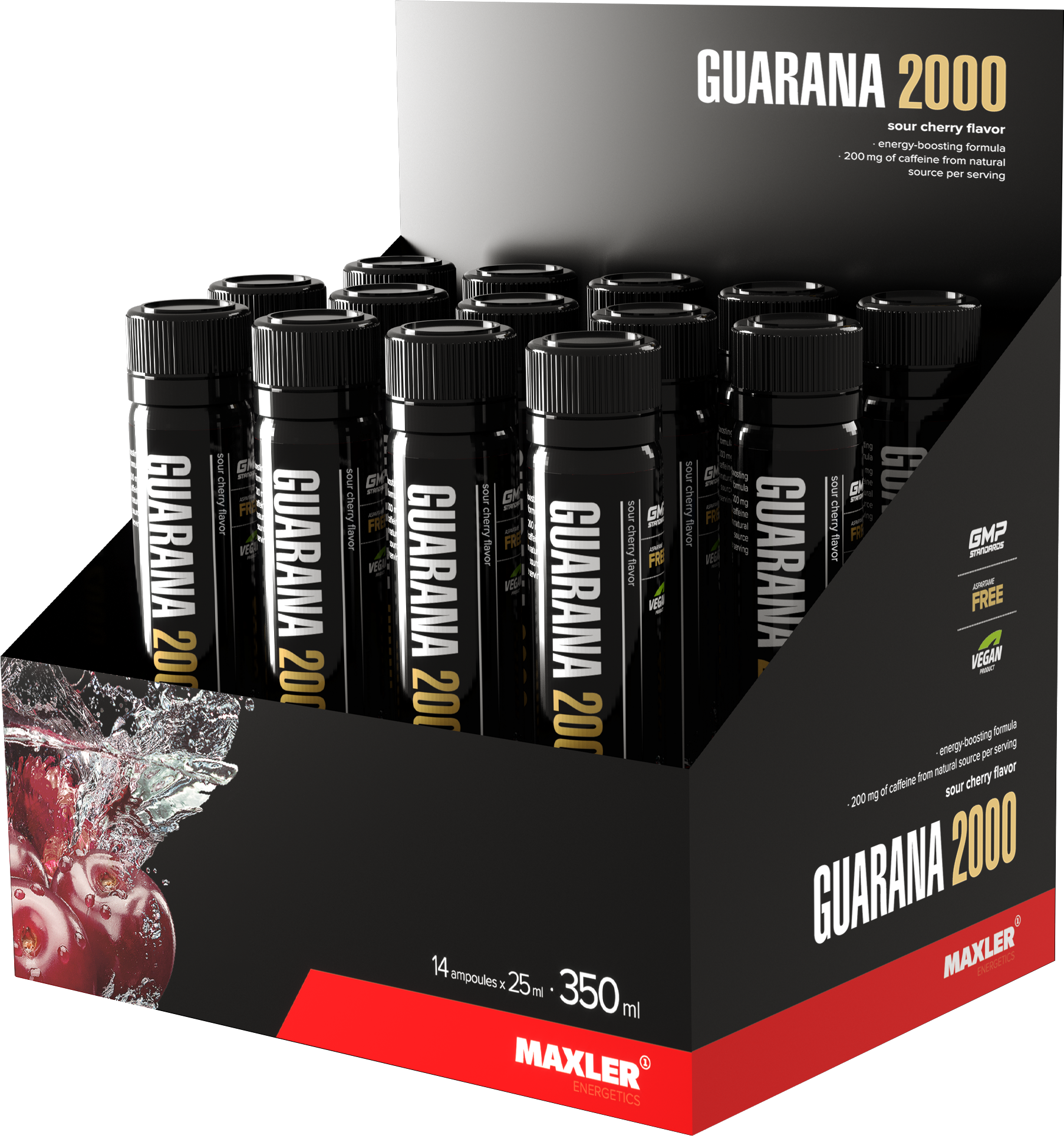 Энергетик Maxler Guarana 2000 ( Гуарана 2000 ), 14 ампул по 25 мл. - Вишня