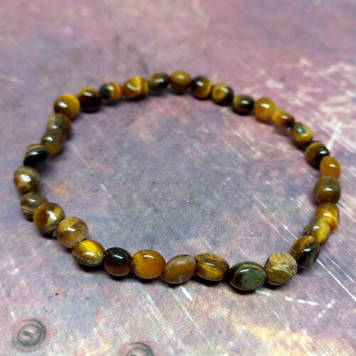 фото Браслет, тигровый глаз, размер 17.5 см, коричневый нет бренда