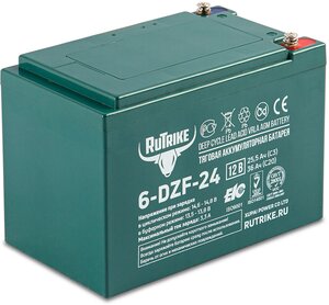 Тяговый гелевый аккумулятор RuTrike 6-DZF-24 (12V24A/H C2)