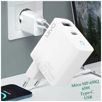 Сетевое зарядное устройство Mivo MP-650Q, 65W, Type-C, USB