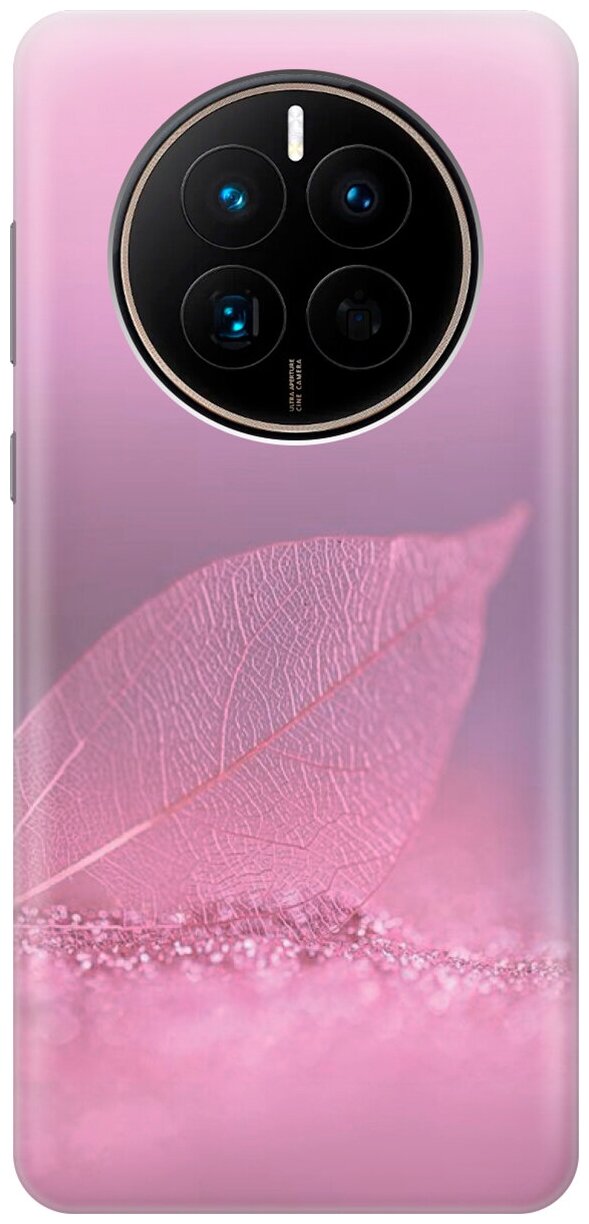 Силиконовый чехол Листок в розовых блестках на Huawei Mate 50 / 50E / Хуавей Мейт 50 / 50Е