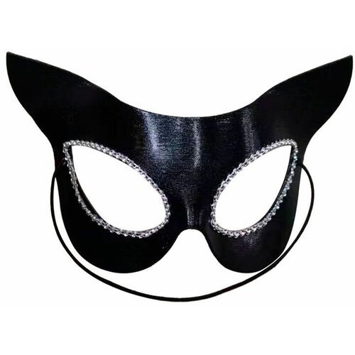 Маска Кошка Черная маска карнавальная пластиковая для праздника маскарада пила