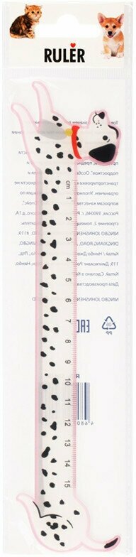 Линейка 15см "Кот и пес", акрил, европодвес, 314571