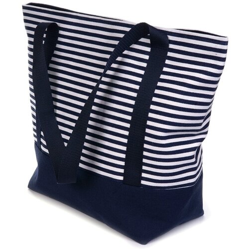фото Сумка пляжная 48х37 ручка стропа темно-синяя 30мм полоса синяя узкая нет бренда