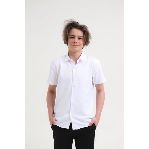 фото Рубашка с коротким рукавом для мальчика formaschool голубая 128/7