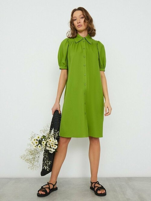 Платье-рубашка Vittoria Vicci, повседневное, свободный силуэт, миди, размер L, зеленый