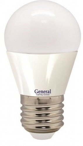 Светодиодная LED лампа шар General Lighting P45 E27(е27) 8W (Вт) 4500K 700lm 45x74 220V матовая GLDEN-G45F-8-230-E27-4500 640100