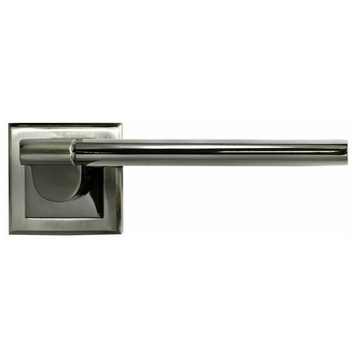AGBAR, ручка дверная межкомнатная MH-21-S SN/BN на квадратной накладке, цвет - белый никель / черный никель
