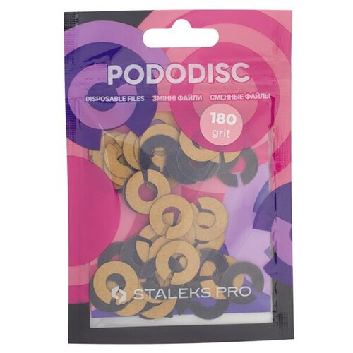 фото Staleks pro, набор сменных файлов- колец для педикюрного диска pododisc s (180 грит), 50 шт