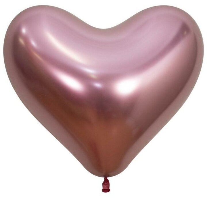 Шар латексный 14", сердце, Reflex, хром, набор 50 шт, цвет розовый (909)