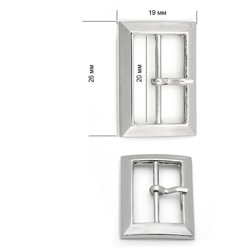 Пряжка металлическая TBY.5444 19х26мм, внутр. размер 20мм цв. никель уп. 20шт