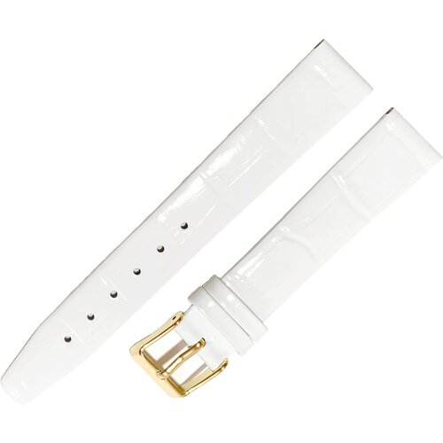 фото Ремешок 1603-02-1-0 kroko лак белый кожаный ремень 16 мм для часов наручных лаковый из натуральной кожи женский лакированный ardi