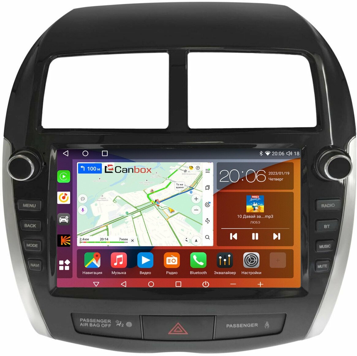 Штатная магнитола Mitsubishi ASX, Outlander Sport, RVR 3 (2010-2019) (авто без Rockford) Canbox H-Line 2K 4184-9-3752 Android 10 (4G-SIM, 6/128, DSP,