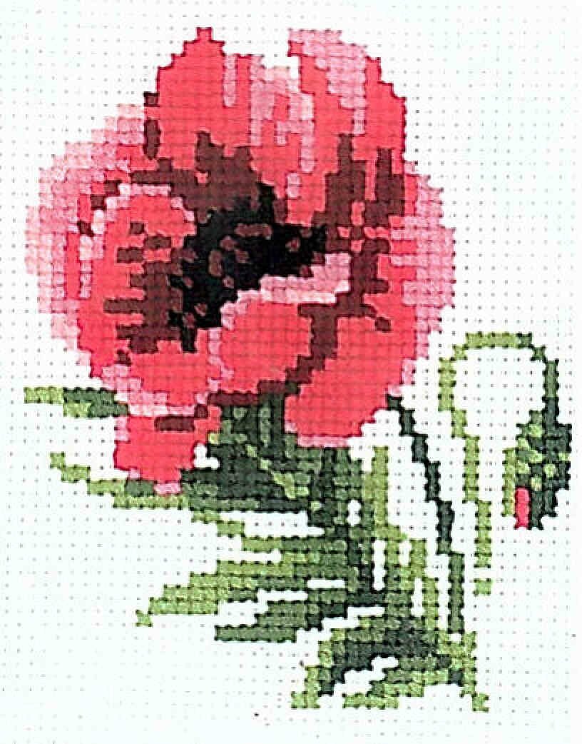 Набор для вышивания крестом Риолис Веселая Пчелка. Розовый мак, 13*16см