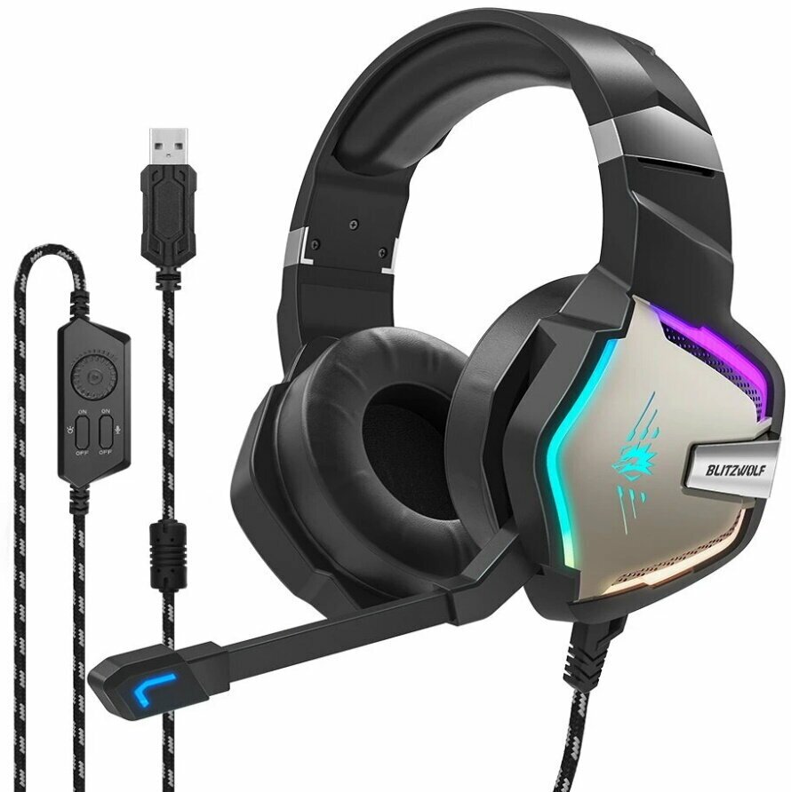 Игровые наушники BlitzWolf BW-GH1 Pro USB 7.1 Virtual Surround Sound Black