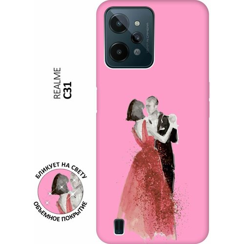 Матовый чехол Dancing Couple для realme C31 / Рилми С31 с 3D эффектом розовый чехол книжка dancing couple на realme c31 рилми с31 с 3d эффектом золотой