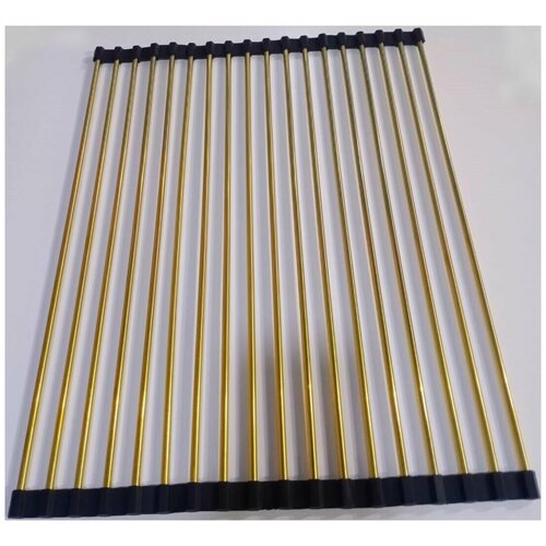Ролл-мат на мойку. Сушилка для посуды Goccia Rullo colore-18BLG 47*35 см, черный/светлое золото