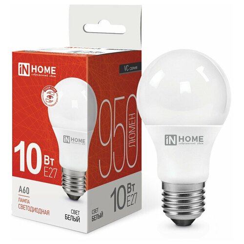 Лампа светодиодная IN HOME LED-A60-VC 10Вт 230В Е27 4000К 10 шт.