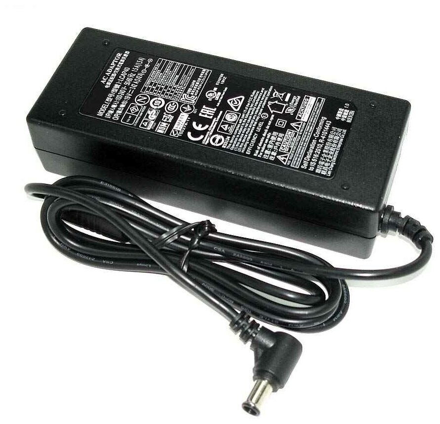 Блок питания (сетевой адаптер) для монитора LG 19V 3.42A 65W 6.5x4.4 мм с иглой черный, с сетевым кабелем